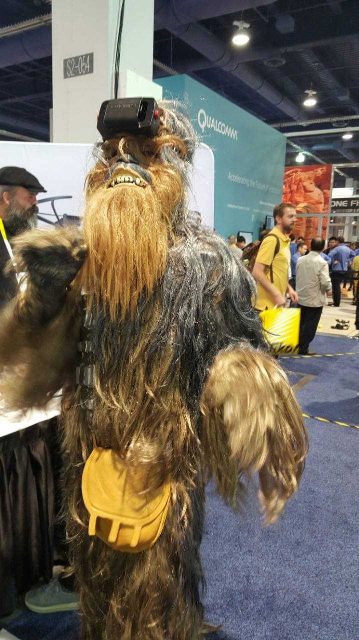 Wookie experiencing virtual reality at CES 2016