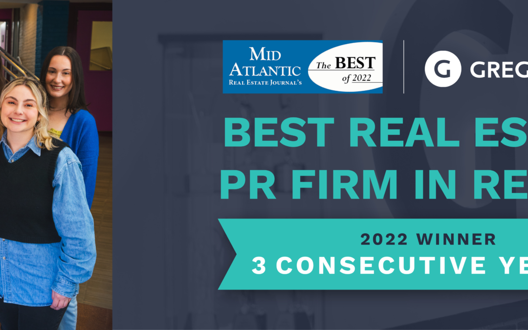 Gregory FCA wins award as ‘Best Real Estate PR Firm in the Mid Atlantic Region’ for the Third Year in a Row