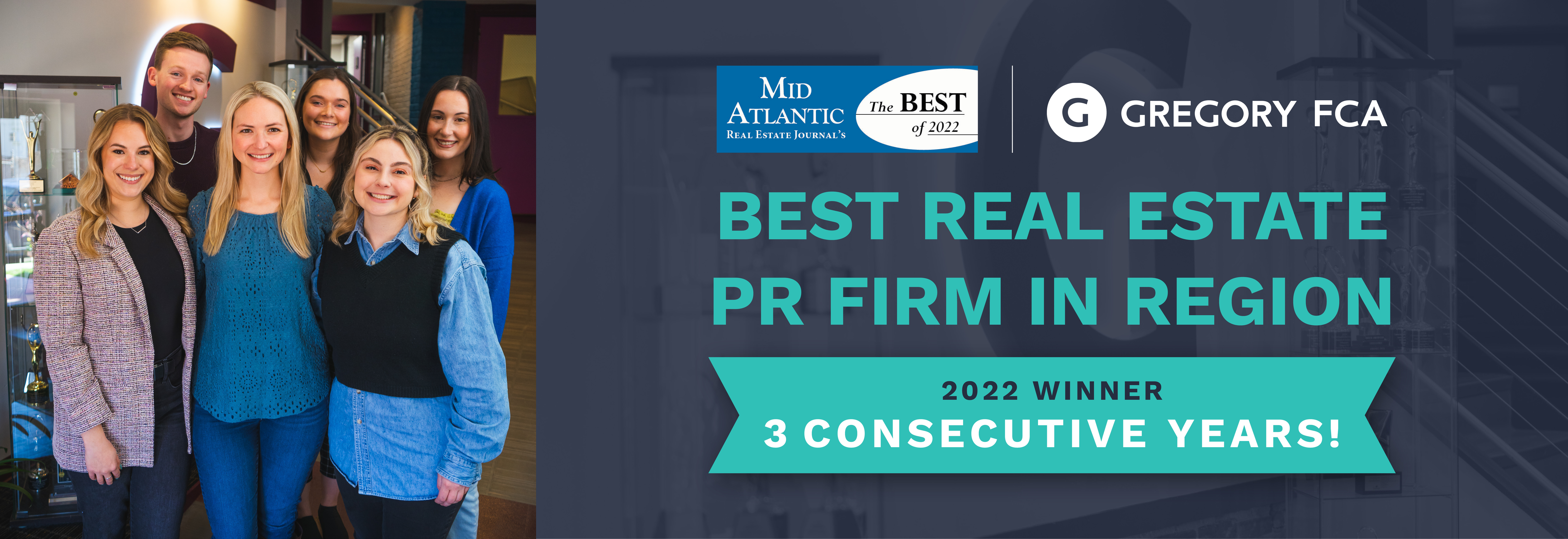 Gregory FCA wins award as ‘Best Real Estate PR Firm in the Mid Atlantic Region’ for the Third Year in a Row
