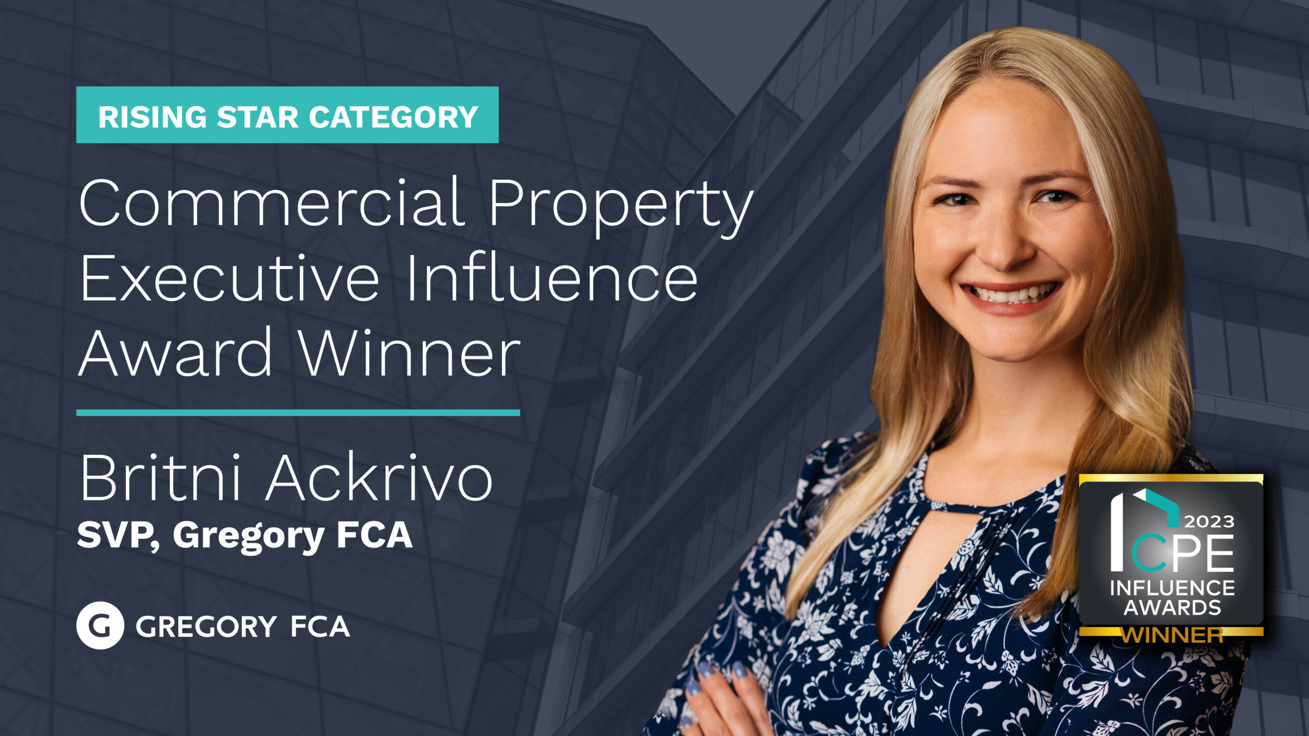 Senior Vice President Britni Ackrivo Wins Commercial Property Executive Influence Award in Rising Star Category